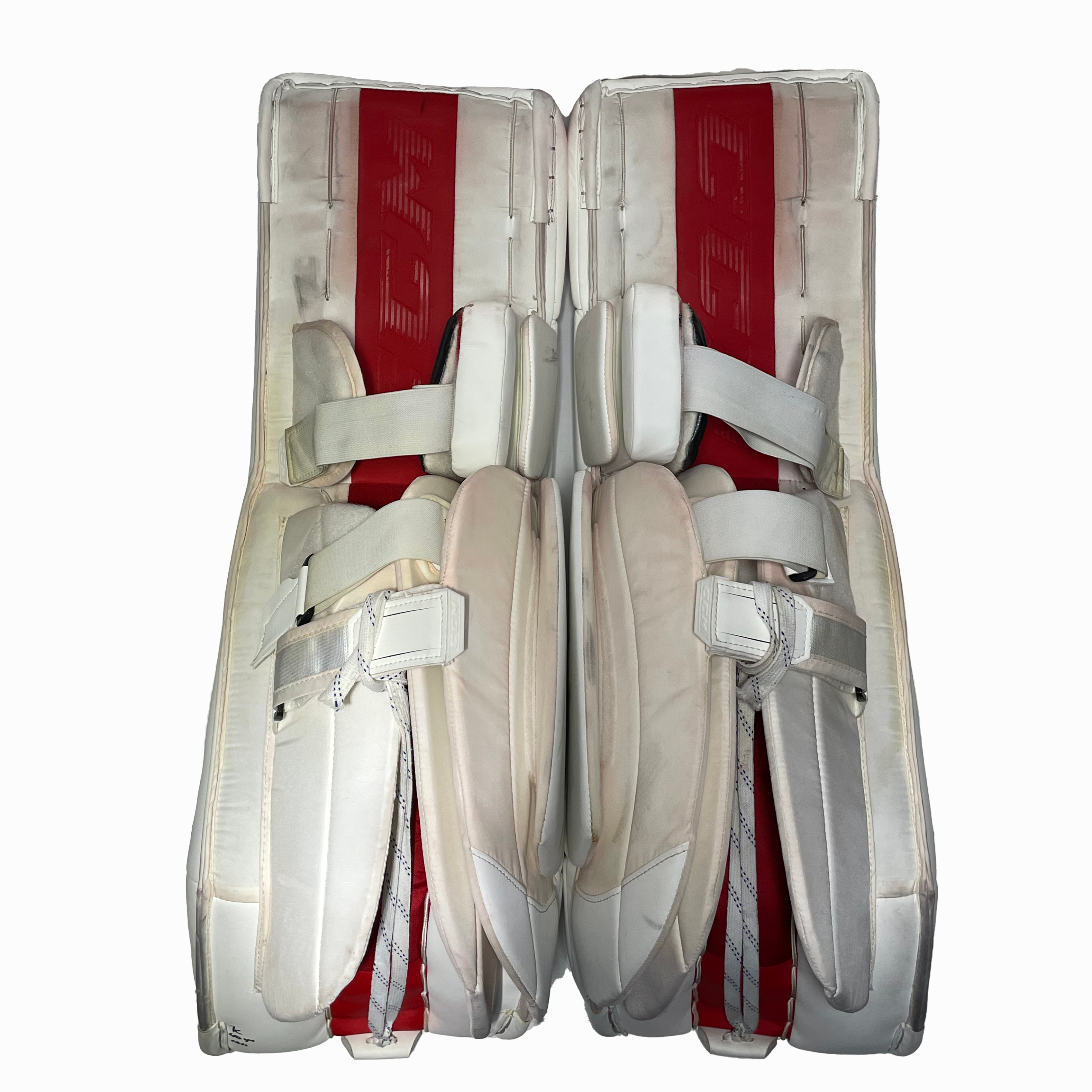 CCM Extreme Flex 5 - Ensemble de gardien de but Pro Stock d'occasion (blanc/rouge/jaune)